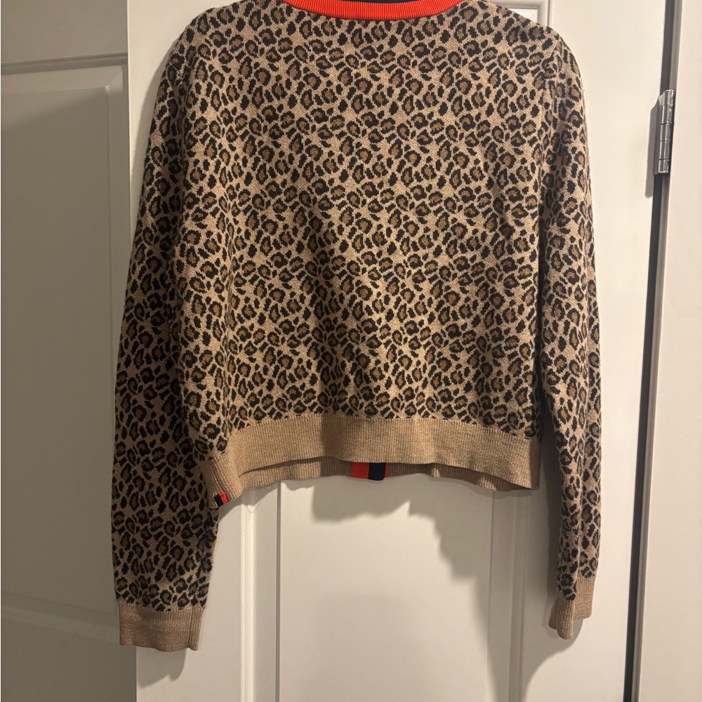 KULE Leopard Cardigan with Orange and Blue Trim - Picture 5 of 5